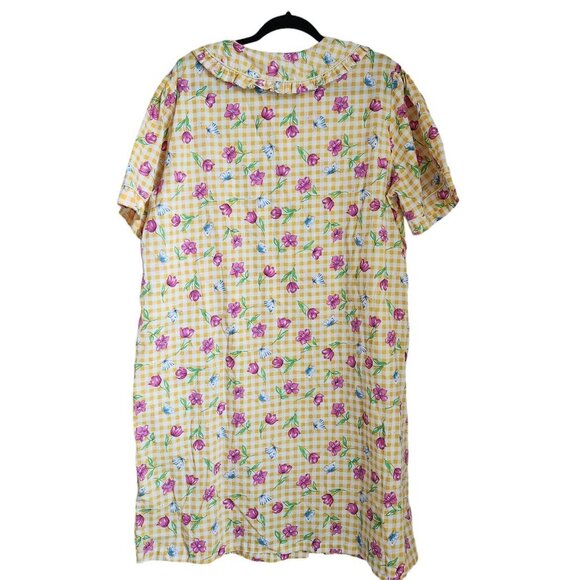 Moon Dance Housecoat‎ MuuMuu Dress Women's 2X XXL Floral Gingham Yellow Plaid - Picture 4 of 11